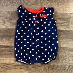 Carters Blue and White Polka Dot Romper Size 3 Months